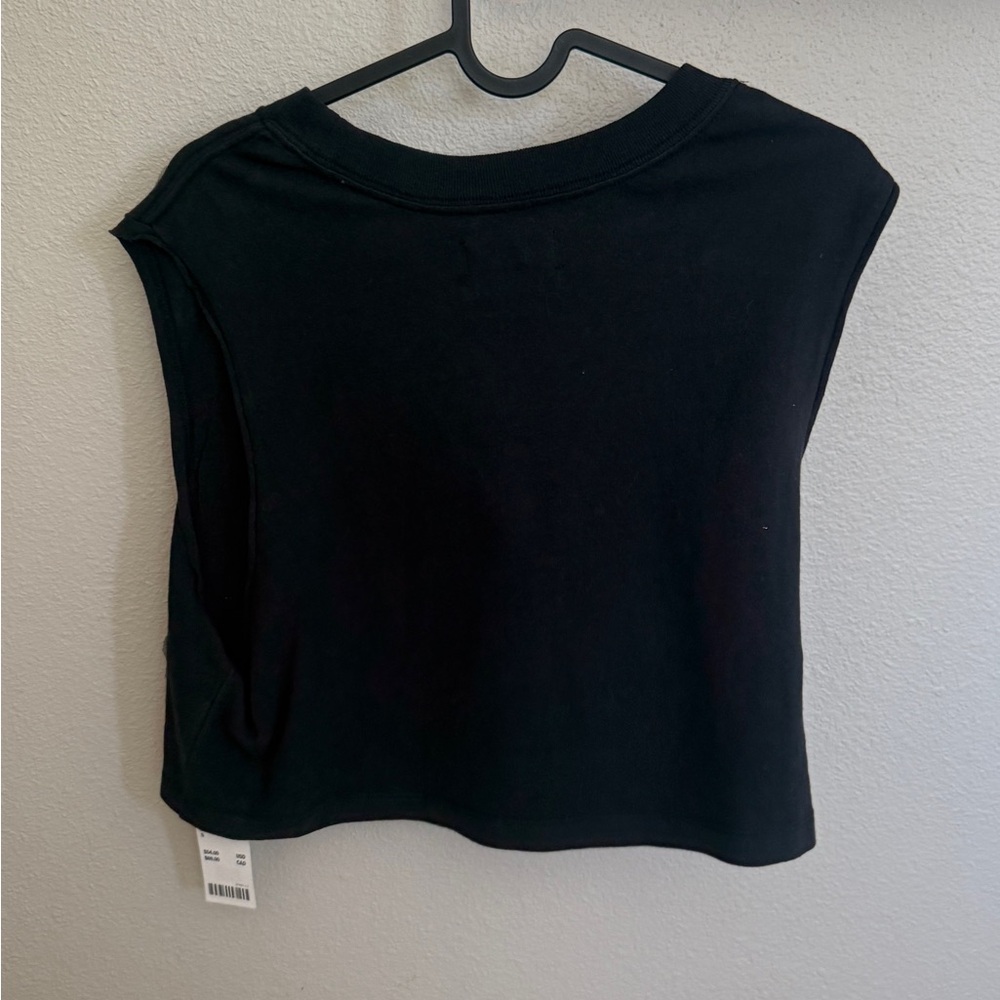 Urban Outfitters Black and Gold Embellished Crop Muscle Tee - Picture 2 of 4